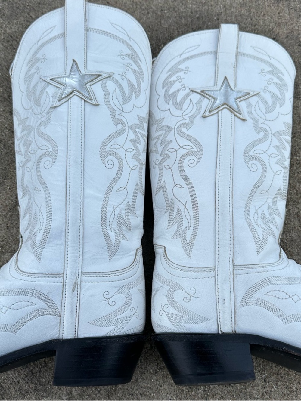 Lucchese Dallas Cowboy Cheerleader Boots 9 White Star Embroidered Football - Picture 7 of 13